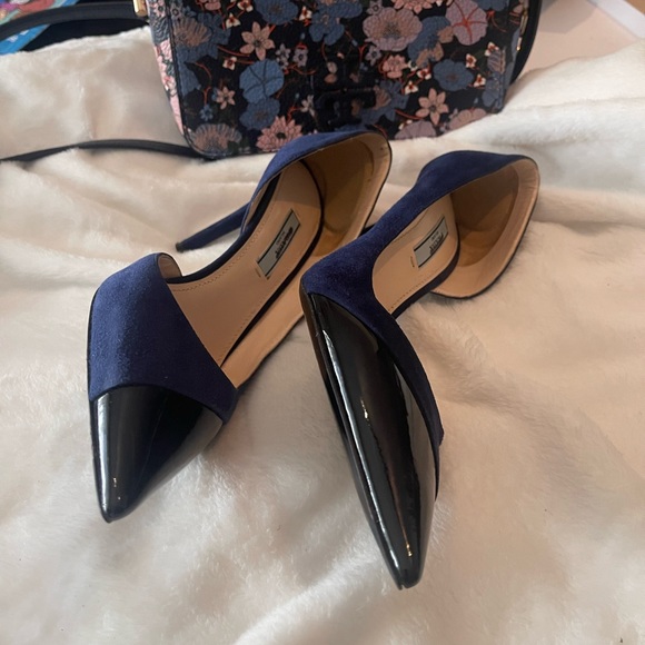 Sophisticated Prada  suede and shiny stilettos pointy toe85M - Picture 2 of 11